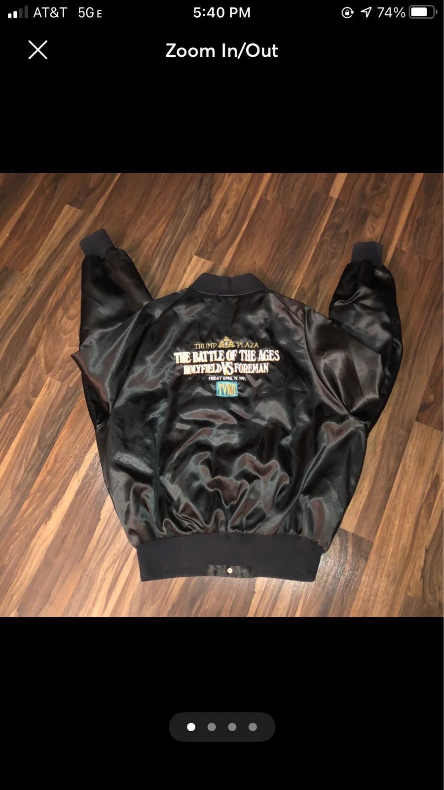 Vtg 90s Trump Tower HOLYFIELD v FOREMAN Satin Bomber Jacket 2XL