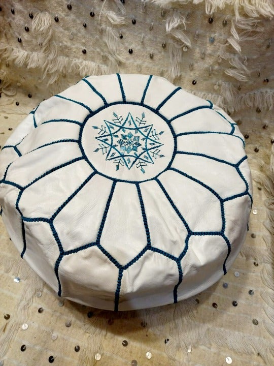 Round pouf, Handmade square leather Pouf, Moroccan pouf, unstuffed poufs