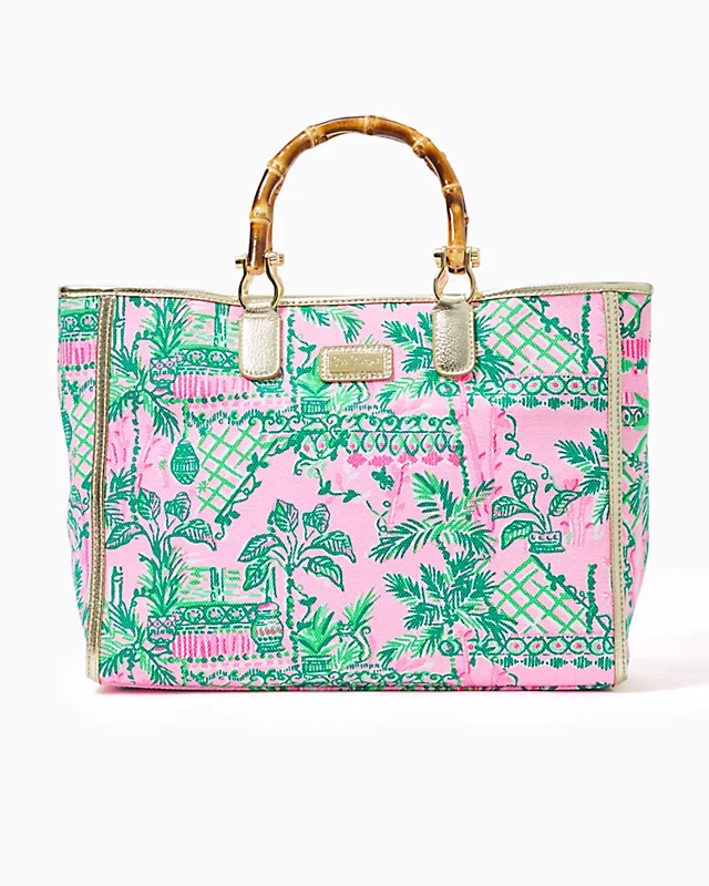 Lilly Pulitzer NWT Greydon Canvas Tote in Mandevilla Baby Always Worth It