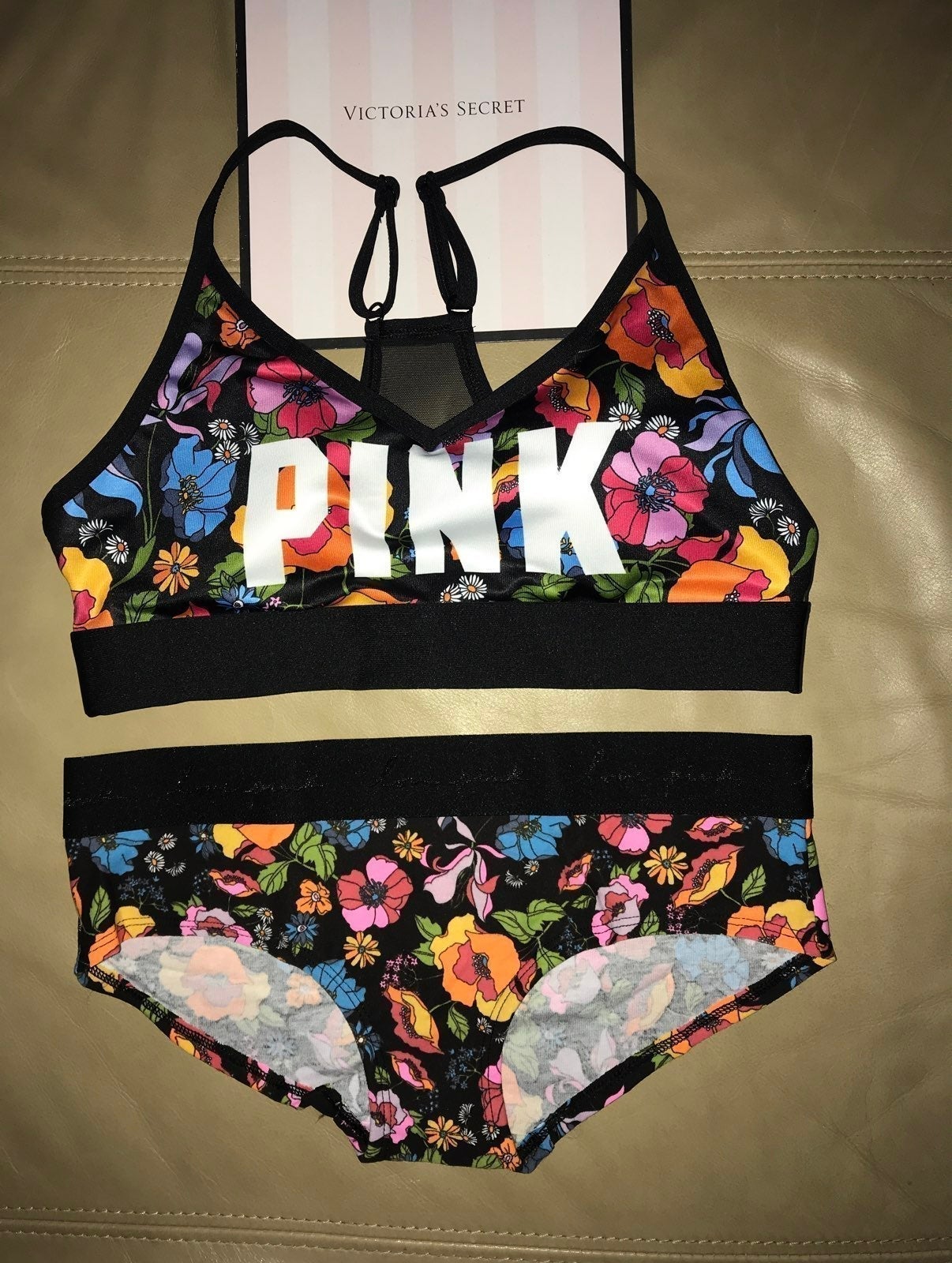 (M) 2pcs Set Victoria's Secret Bra & Hipster (PINK)