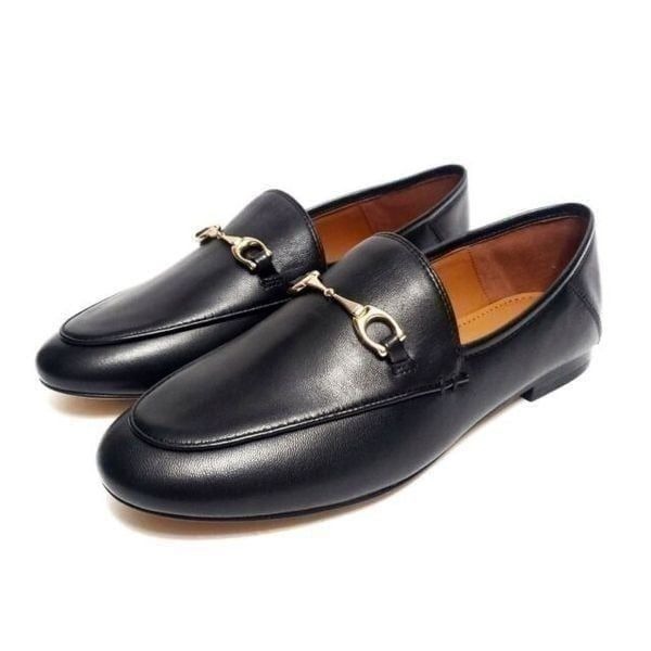 Coach Haley Women's 5.5B Black Slip On Leather Loafer - Flats