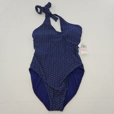 NEW Trina Turk Womens Size 10 High Neck One Piece Swimsuit Navy MSRP 162