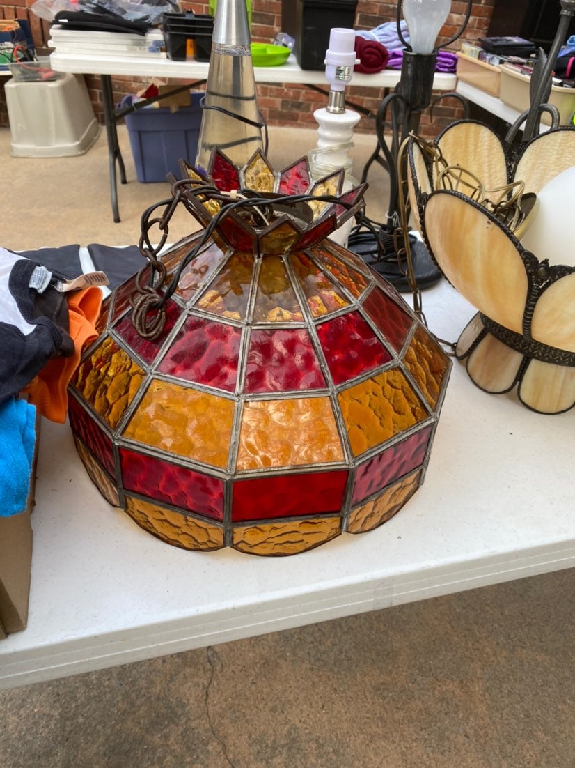 Orange stainglass chandelier