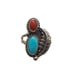 Vintage Sterling Silver Ring With Blue Turquoise Red Coral Stones Feather Size 5