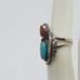 Vintage Sterling Silver Ring With Blue Turquoise Red Coral Stones Feather Size 5