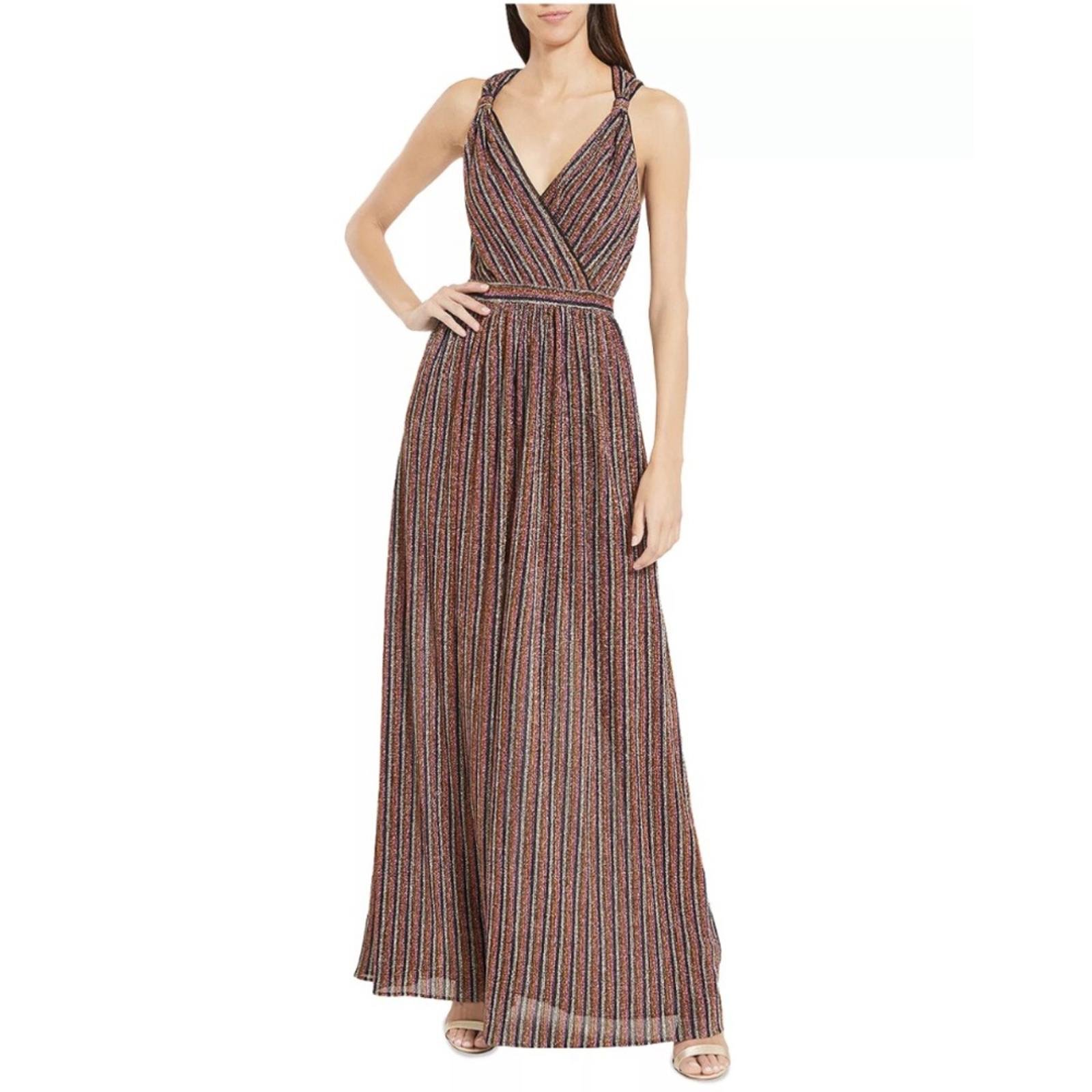 Aqua Striped Metallic Gown in Black Multi, Size XS New w/Tag Retail 298