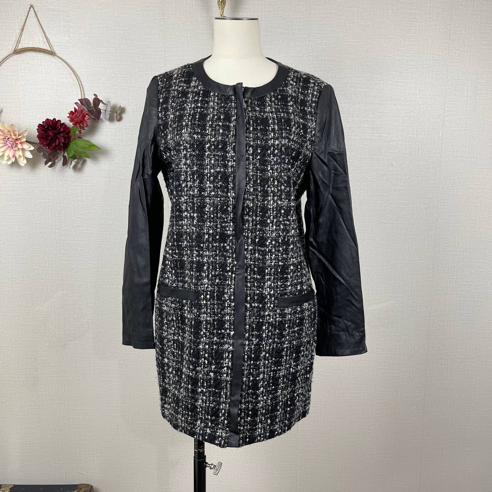 Michael Kors Black Plaid Tweed Front Zip Closet 10P