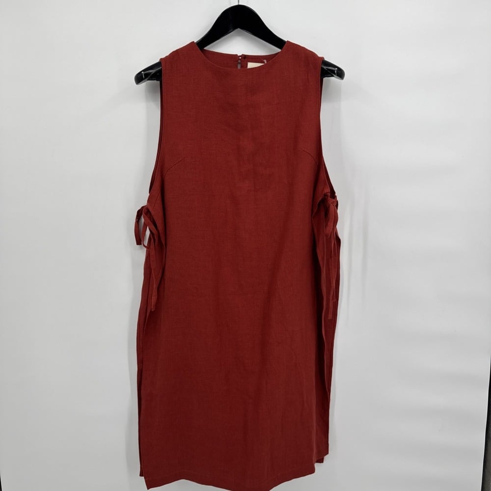 Simon Miller Linen Midi Smock Tent Dress Sash Tie Brick Red NWT Size 2