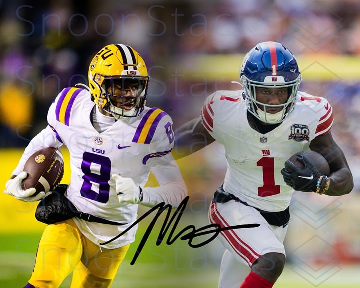 Malik Nabers Signed 16x20 Glossy RP Photo LSU Tigers Football New York Giants