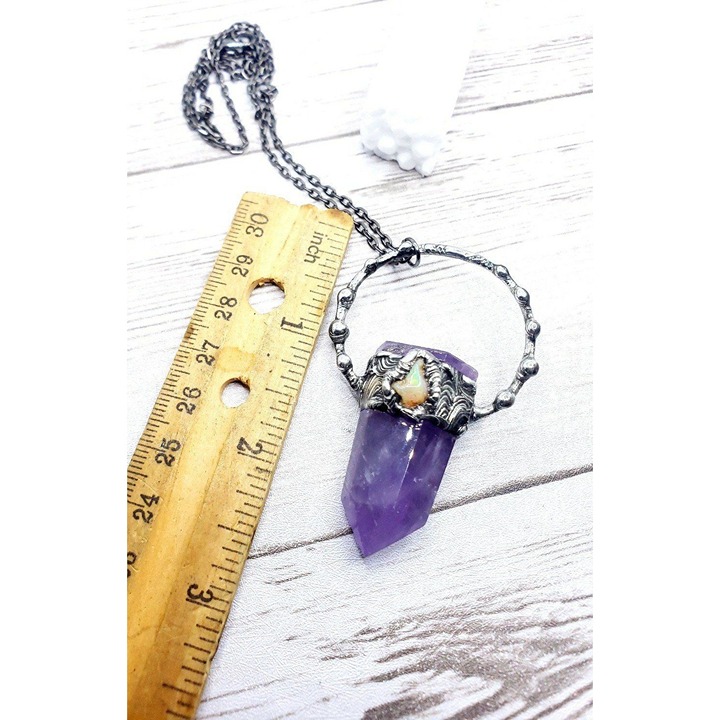 Amethyst and opal crystal necklace handmade