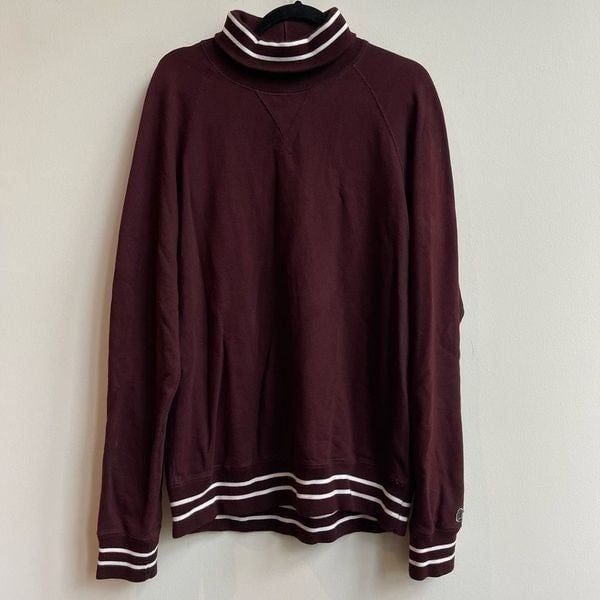 Champion Women's Turtleneck Long Sleeves Knitted Brown Cotton Sweatshirt Size L