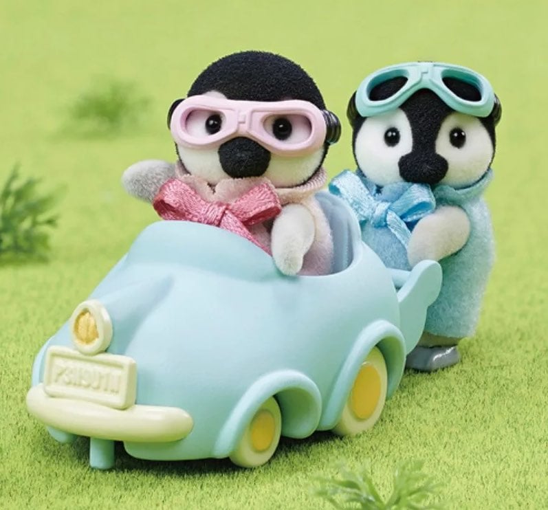 Calico Critters Penguin Baby Twins & Cart Set