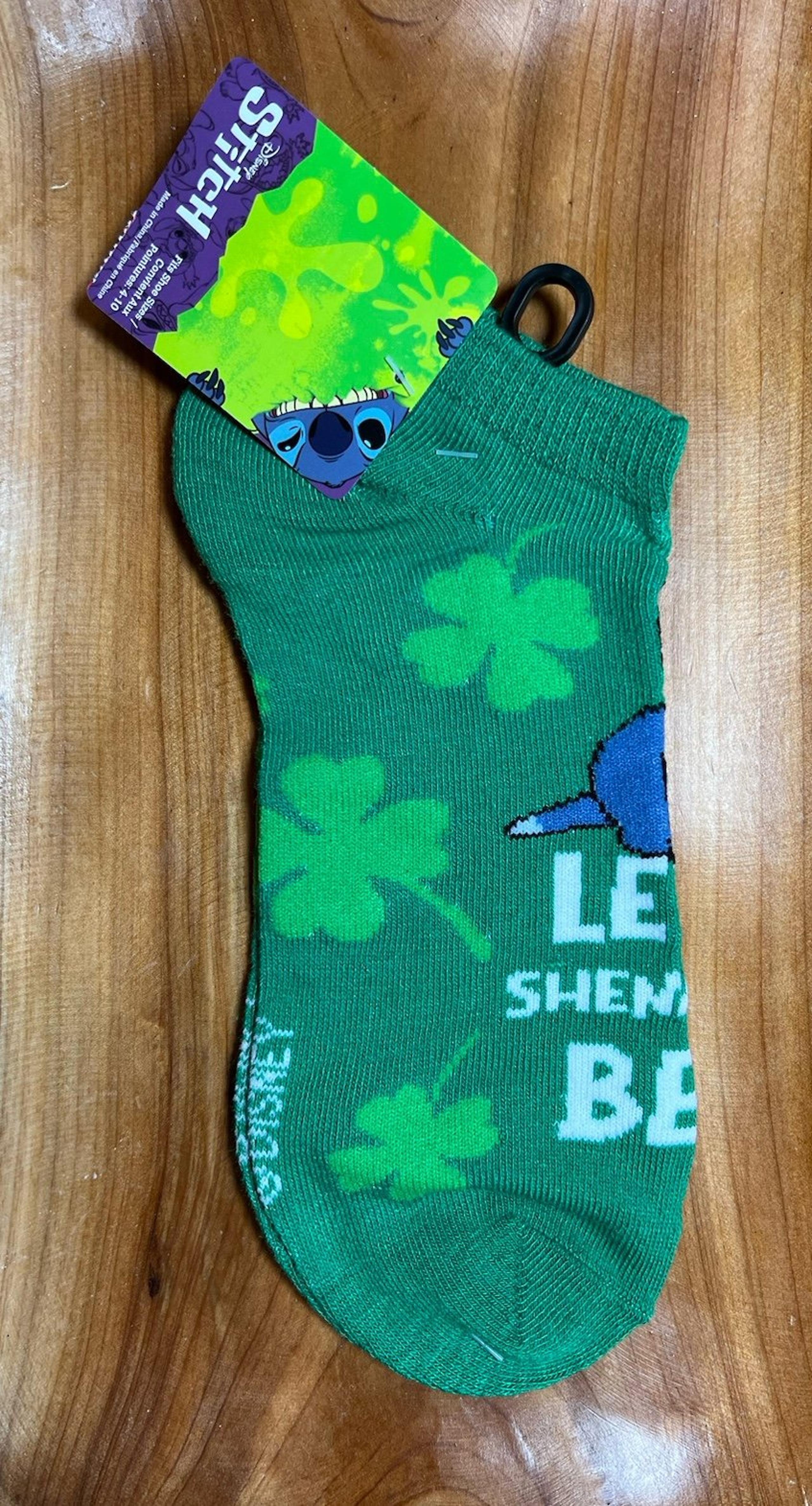 Stitch St. Patricks day funny ankle socks :)