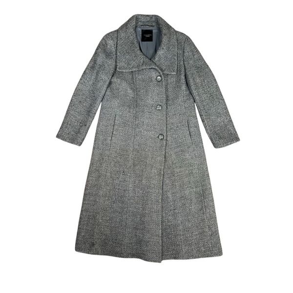 Talbots Oversized Trench Coat Wool Blend Top Coat Winter Long Pea Coat L Gray