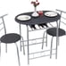 NEW 3 Piece Wood Round Table & Chair Set with Wine Storage Rack, Black