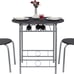 NEW 3 Piece Wood Round Table & Chair Set with Wine Storage Rack, Black