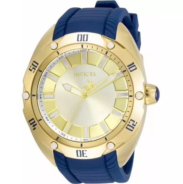 Invicta NEW, Venom Men's Watch, Round Gold Tone, Navy Blue Silicone Band, 33652