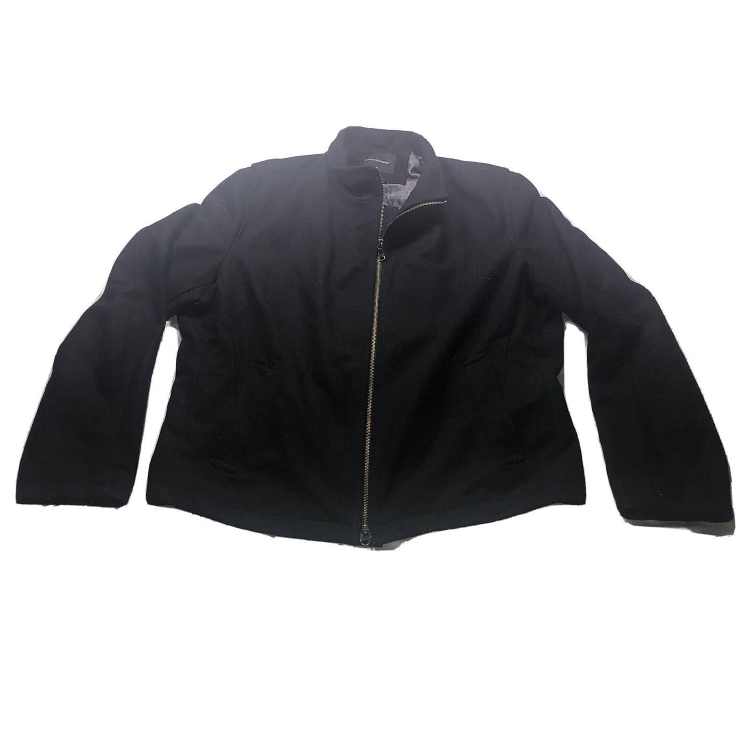 Banana Republic Wool Coat Black Zipper Zip Up Size extra Large
