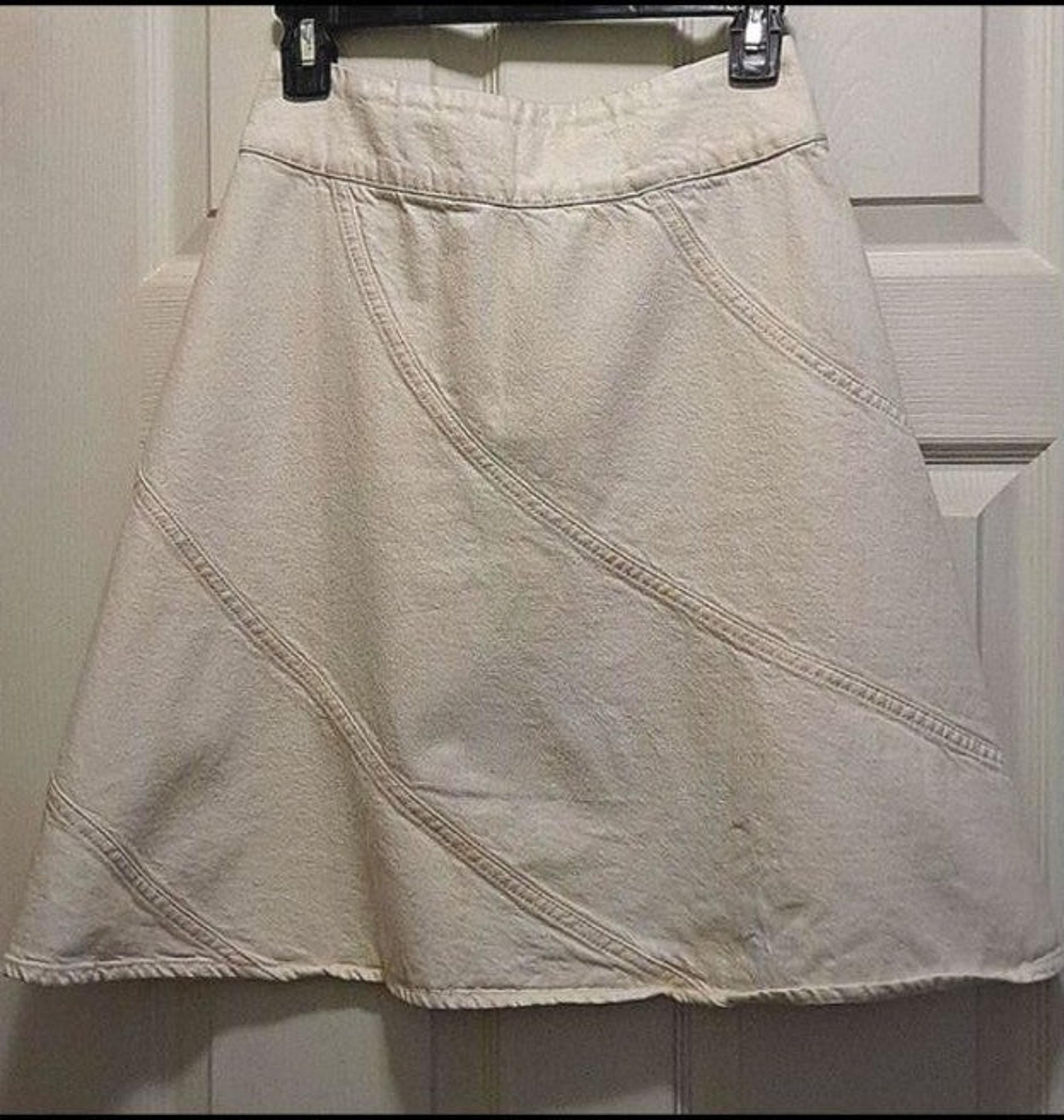 Maeve Denim A Line Off White Diagonal Seams Skirt