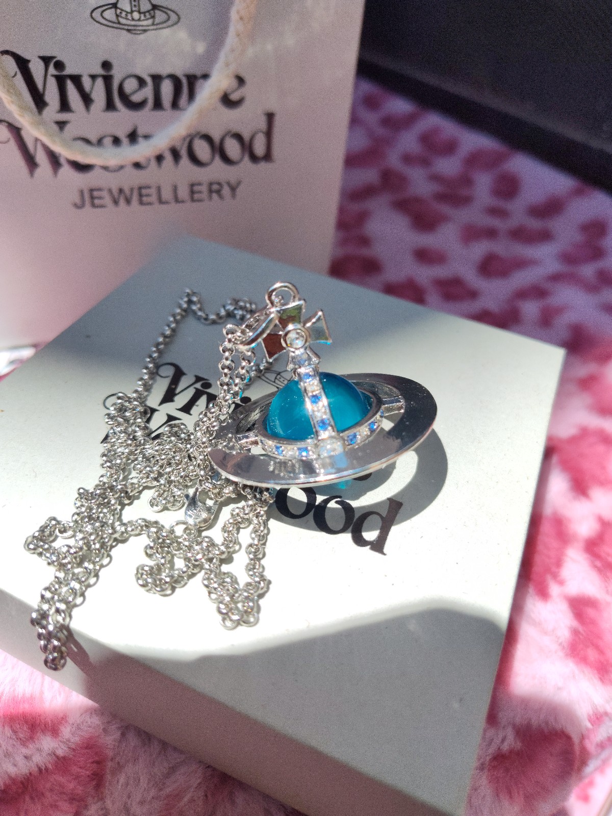 Blue Saturn orb necklace, Vivienne Westwood