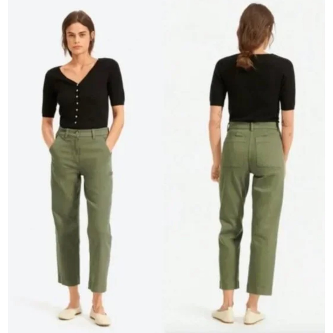 Everlane Women's Army Green Cropped Straight Short Jeans Size 10