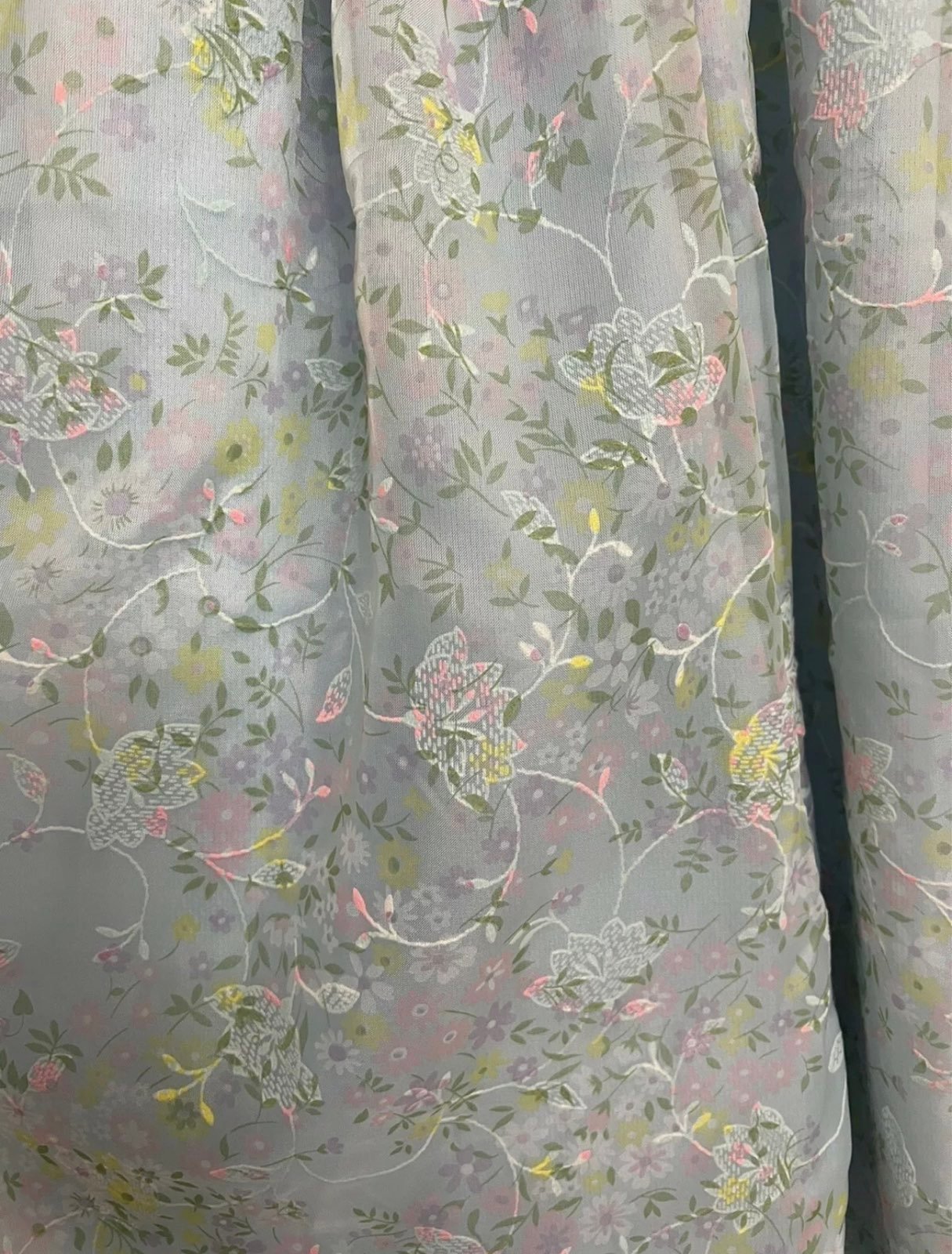 Vintage Girls size 8 sheer flocked floral maxi dress