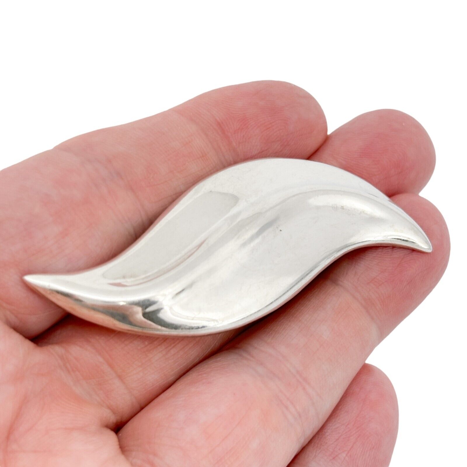 Vintage Mexico Taxco TS-74 Sterling Silver 925 Abstract Leaf Brooch
