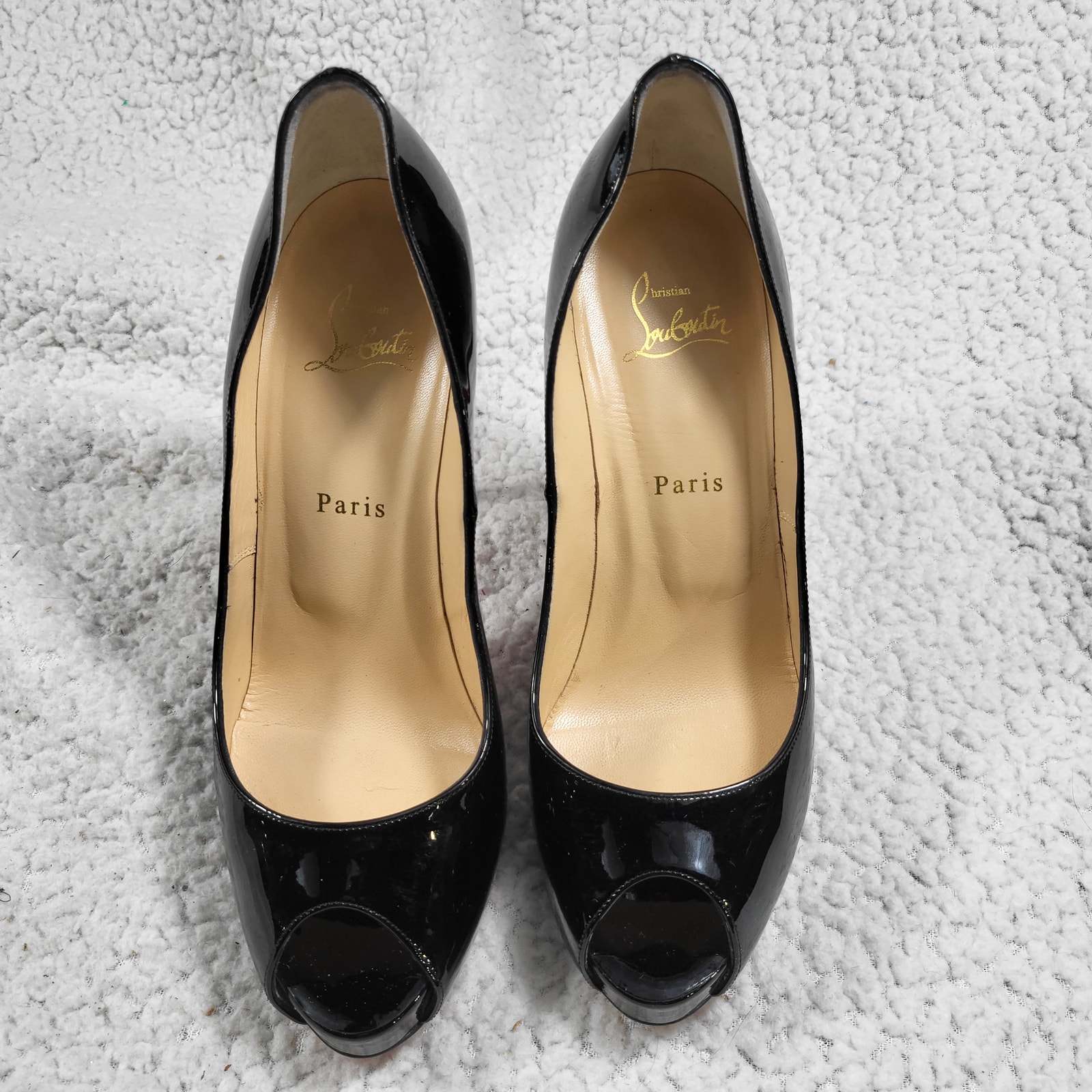 Christian Louboutin Privé Patent calf leather Stiletto heel Black EU 39.5 us 9.5