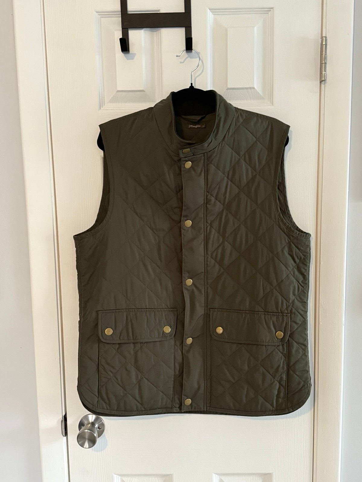 J. MCLAUGHLIN Quilted Vest Khaki Green Large