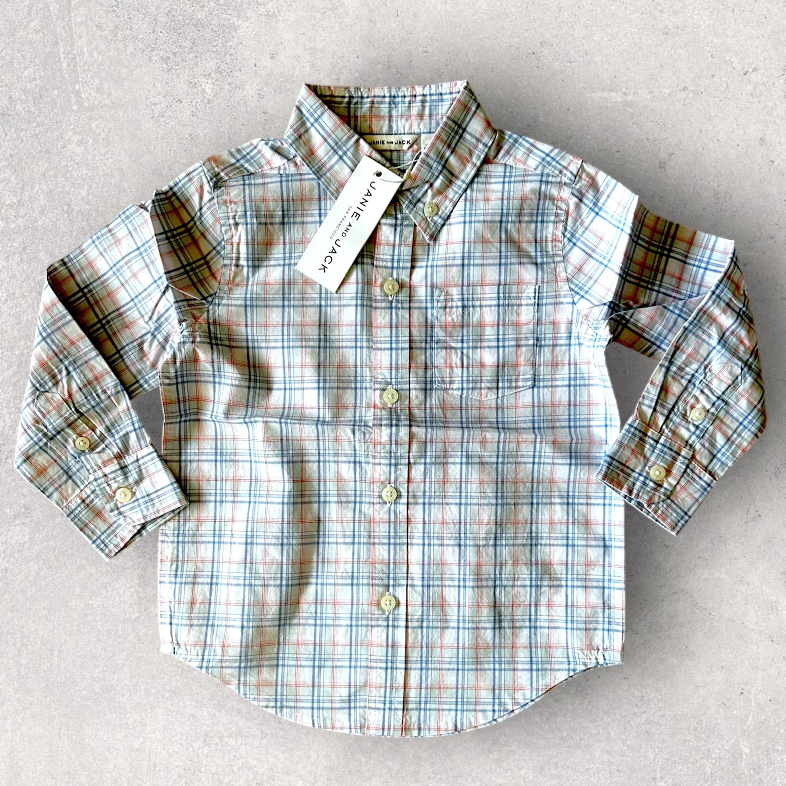 NWT Janie and Jack Plaid Button up Shirt Boys Size 2T