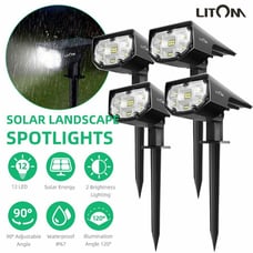 4PCS LED Solar Landscape Spotlights Outdoor Lights Garden Pathway Lawn Wall Lamp