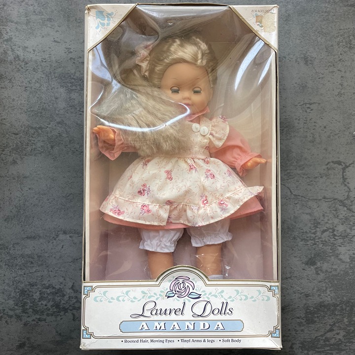 VTG 1990 Laurel Dolls Amanda 14” w/Rooted Hair, Sleep Eyes & Soft Body #6071K