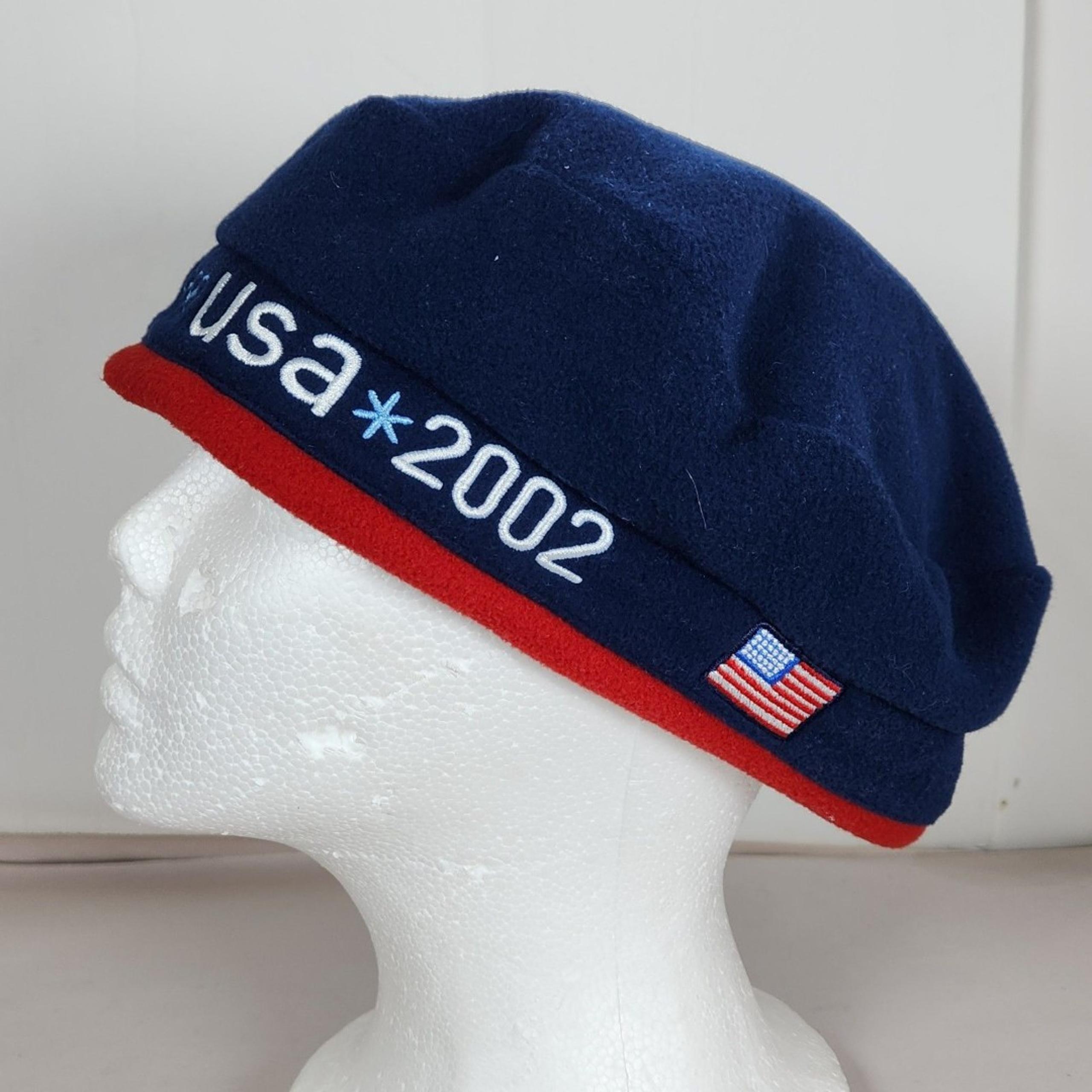 Roots 2002 Vintage Olympics Beret Fleece Cap Hat USA Olympic Team Blue Red