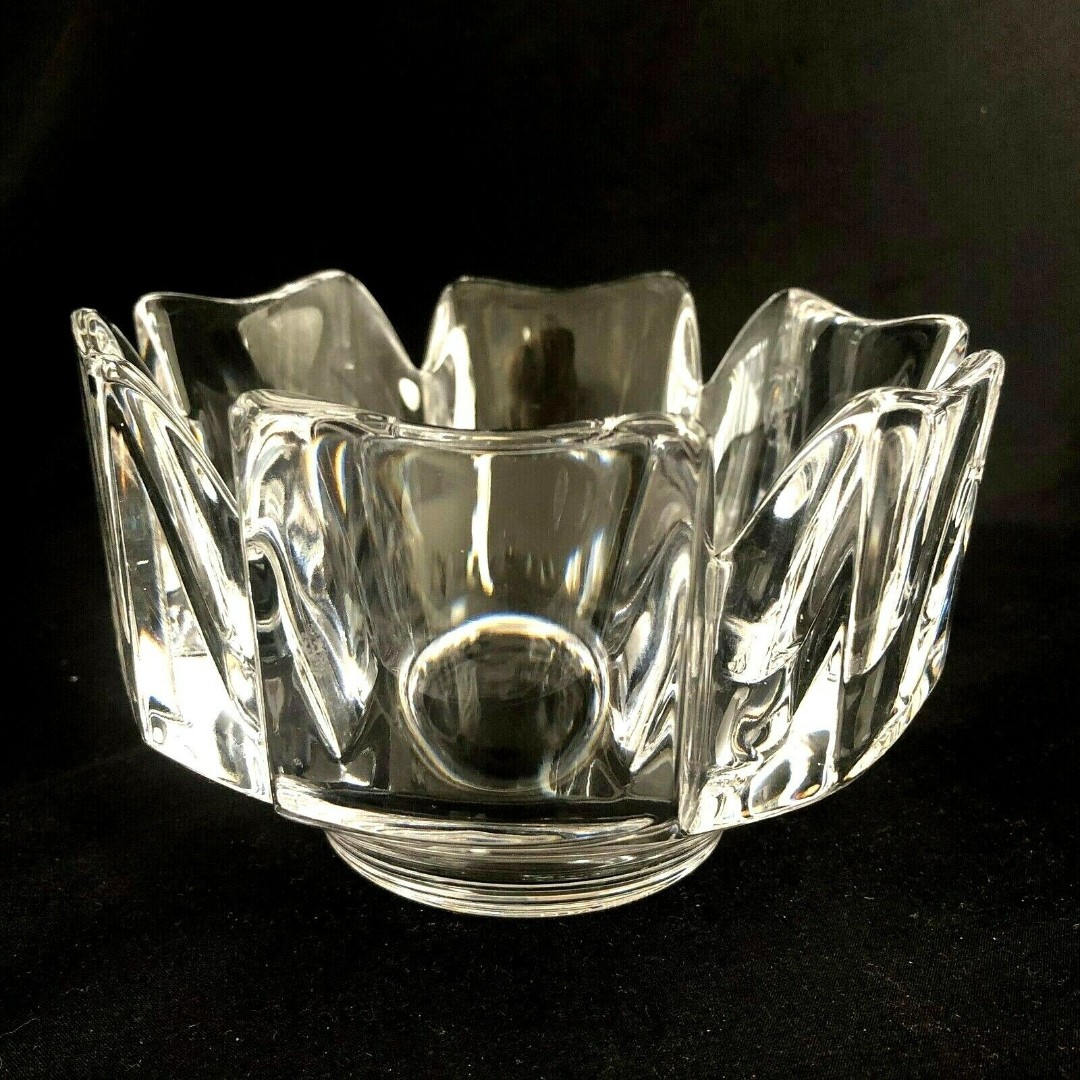Vintage Orrefors Crystal Corona Bowl Lars Hellsten Hand Signed Numbered 4384-121