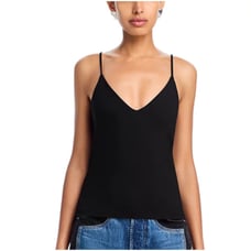 RAG & BONE WOMENS SMALL IRINA VEE CAMI STRETCH JERSEY KNIT TANK TOP BLACK