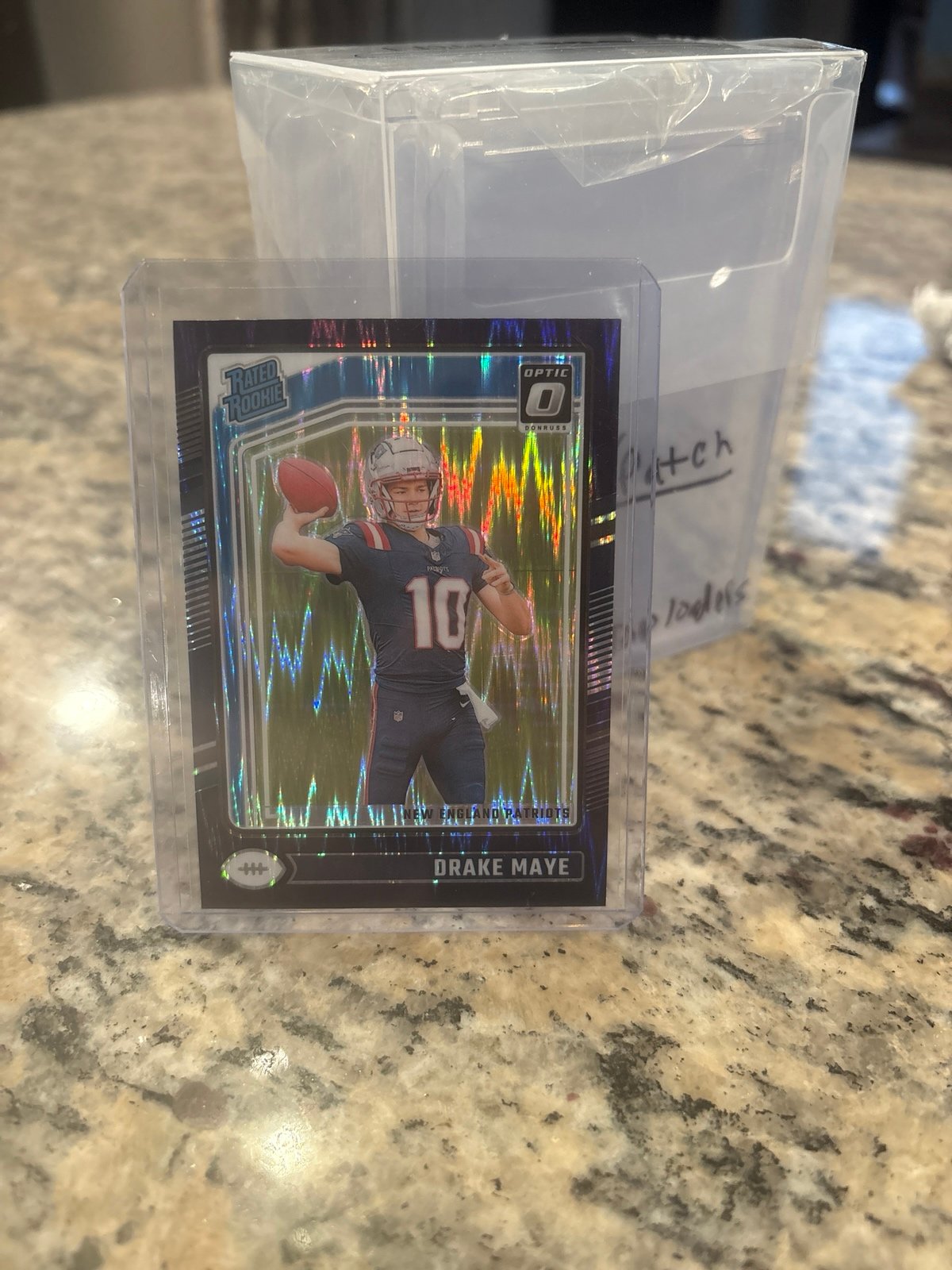 Drake Maye Donruss Optic purple shock no.229