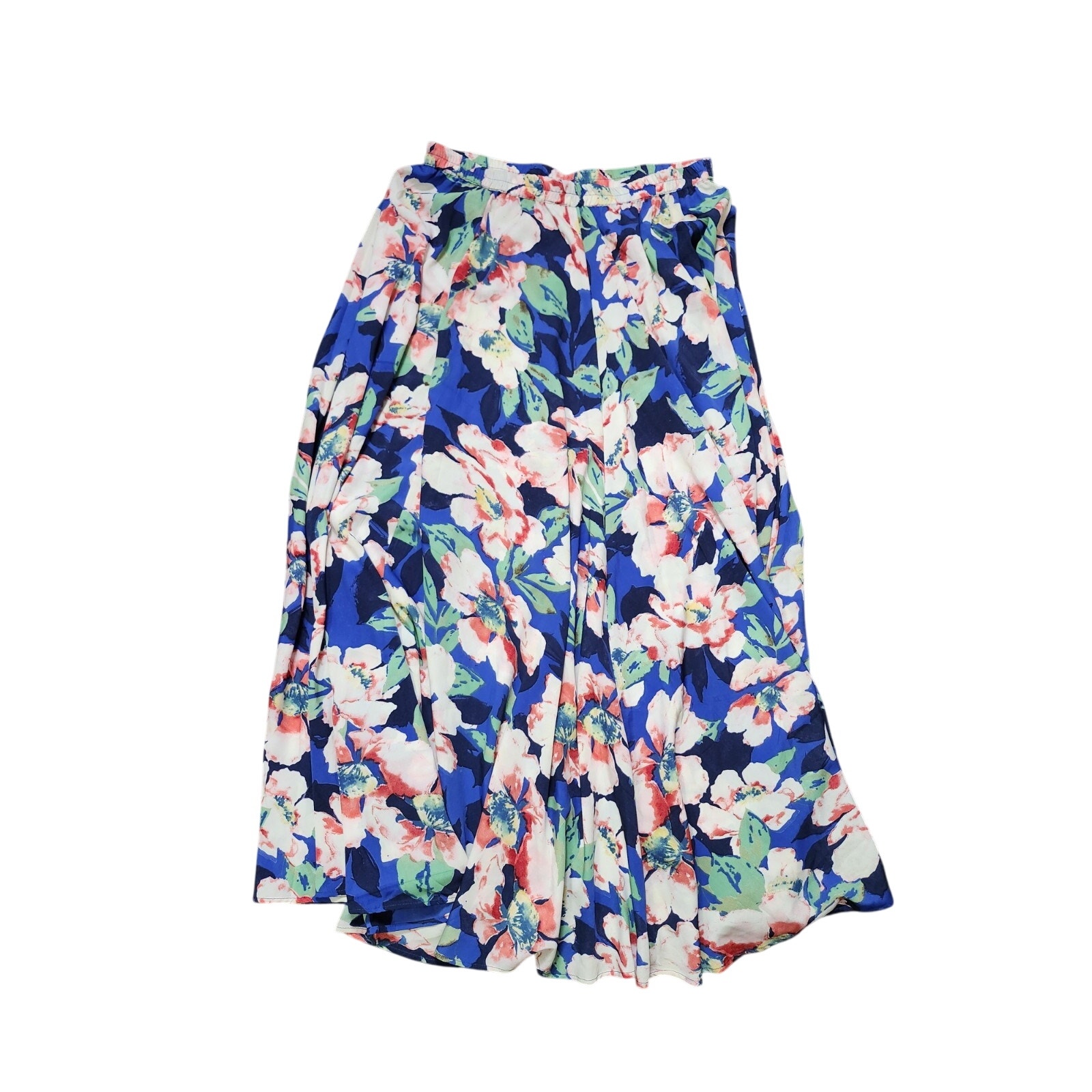Flint & Moss Maxi Skirt Size Large Blue Pink Floral Elastic Waist NWT