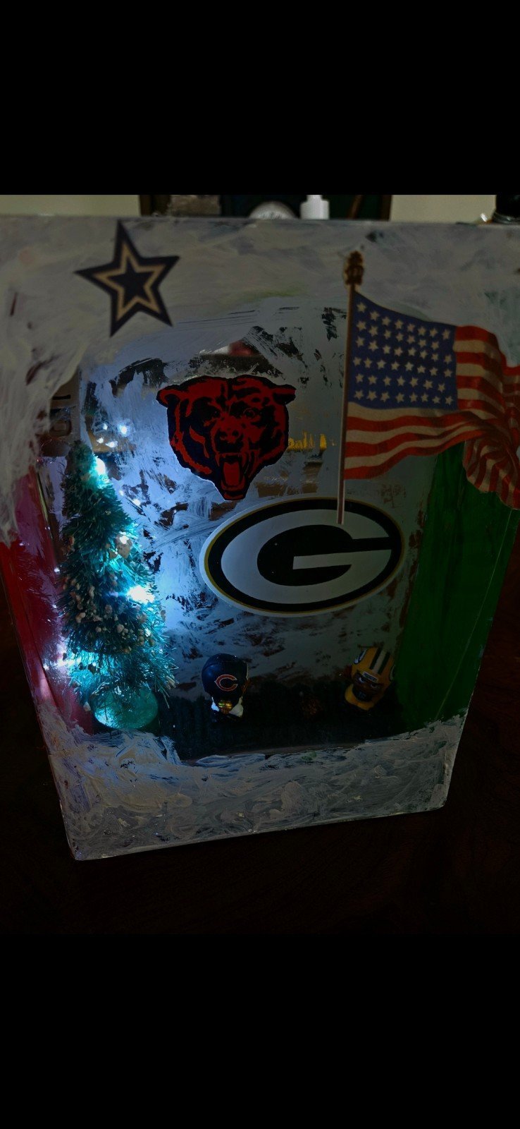 NFL, AMERICAN FOOTBALL, GREEN BAY PACKERS & CHICAGO BEARS (CUSTOM) 6 ×8 GLASS B