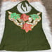 Vintage Green Halter Top Womens Size S Multi-Color Floral Shirt TShirt