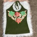 Vintage Green Halter Top Womens Size S Multi-Color Floral Shirt TShirt