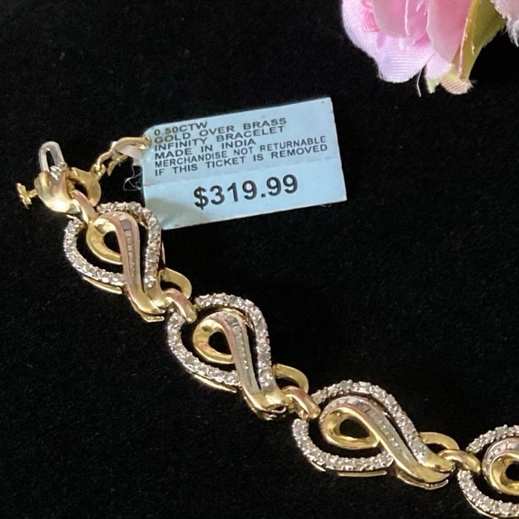 0.5CT Natural Diamonds Two-Tone Gold Finish Infinity Bracelet - Made In India