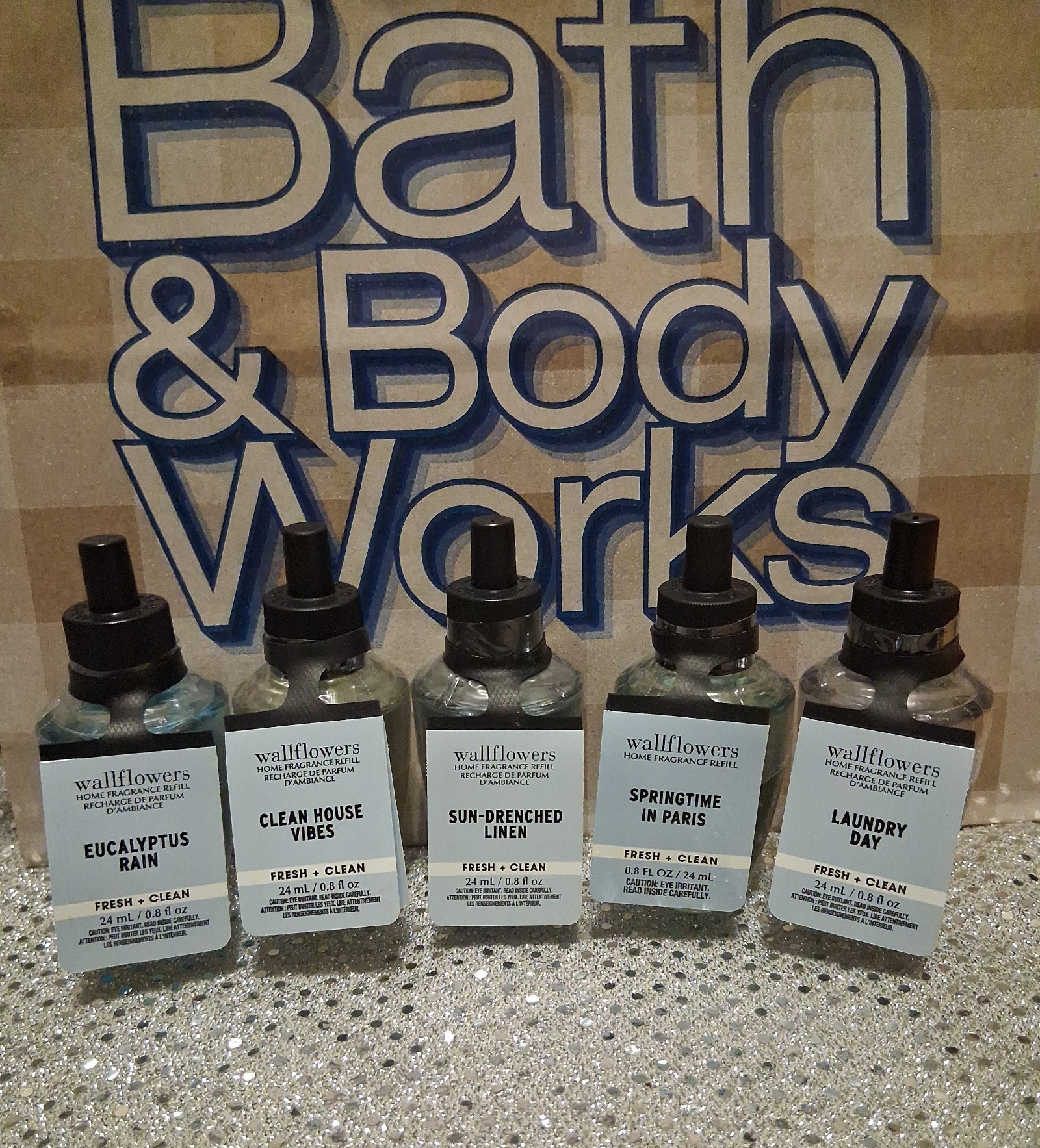 ×5 Bath & Body Works Wallflower Bundle Fresh Clean Fragrance Laundry Day Linen
