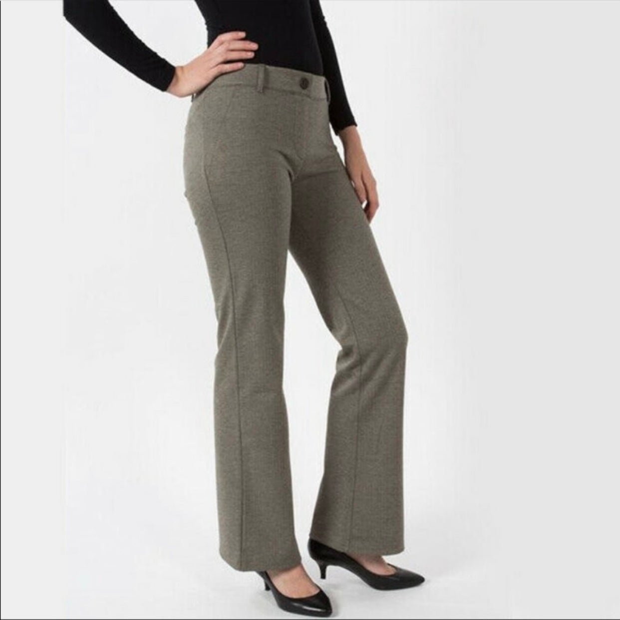 Betabrand Grey Herringbone Classic Bootcut Dress Yoga Pants Size Small