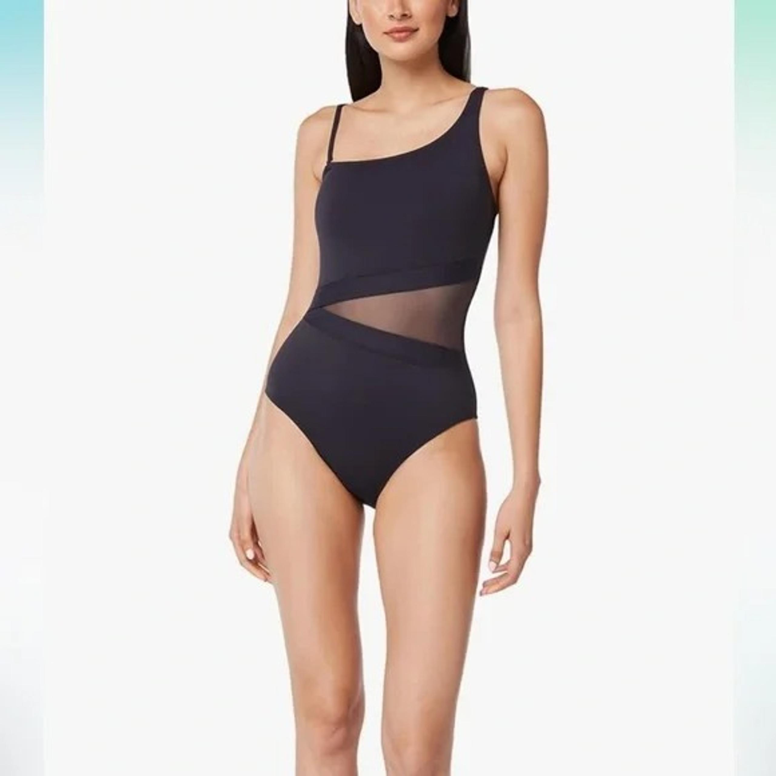 Bleu Rod Beattie Don't Mesh with Me One Shoulder Mio One-Piece in Black