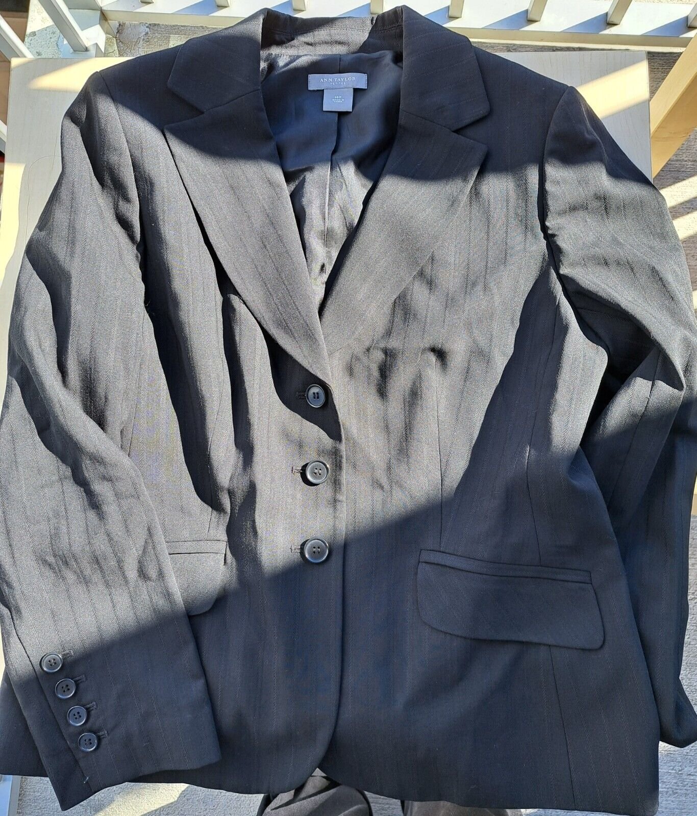 Ann Taylor Black Wool 10P jacket 8P Pant Suit