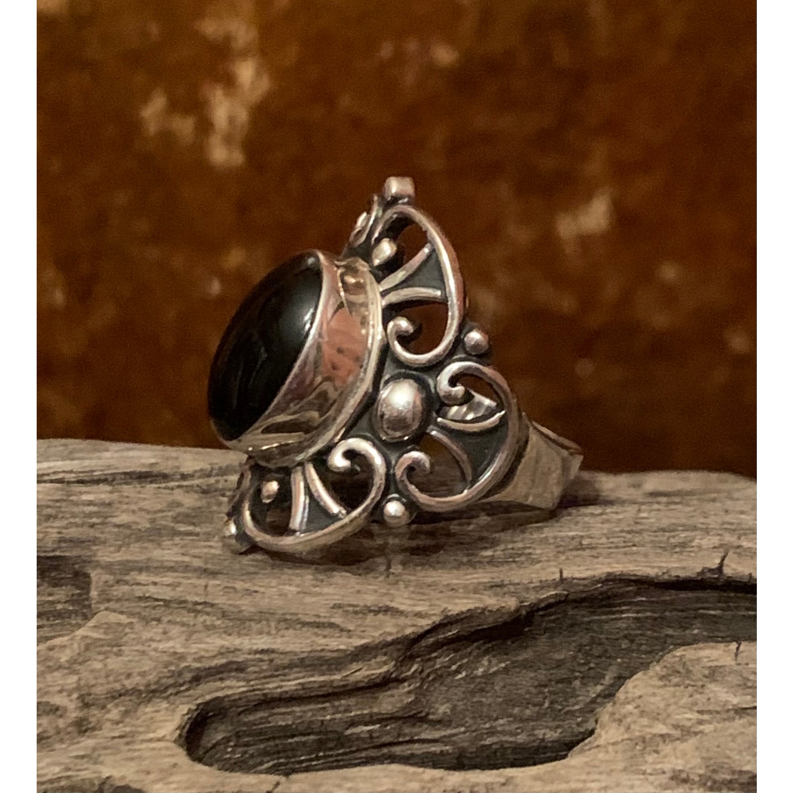【限定価格セール！】 Sterling Silver and Black Onyx Ring Made in Mexico and アクセサリー