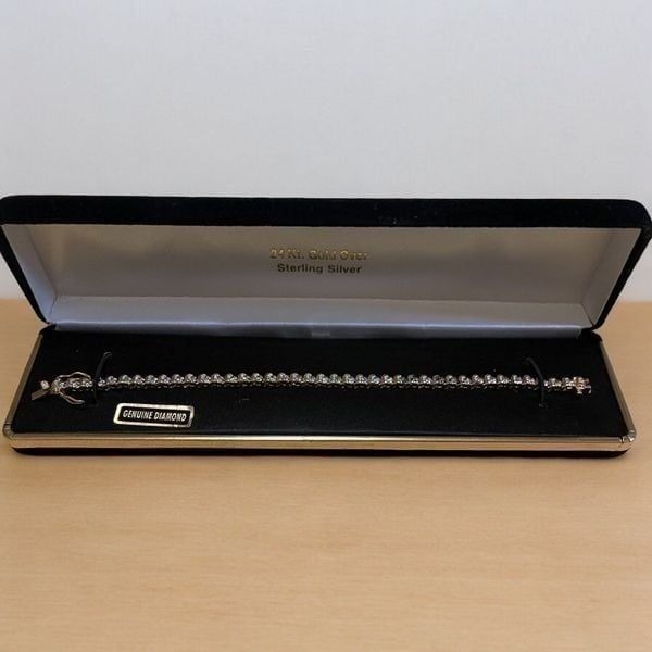 NWT Genuine 24 Kt Gold Over Sterling Silver Diamond Bracelet