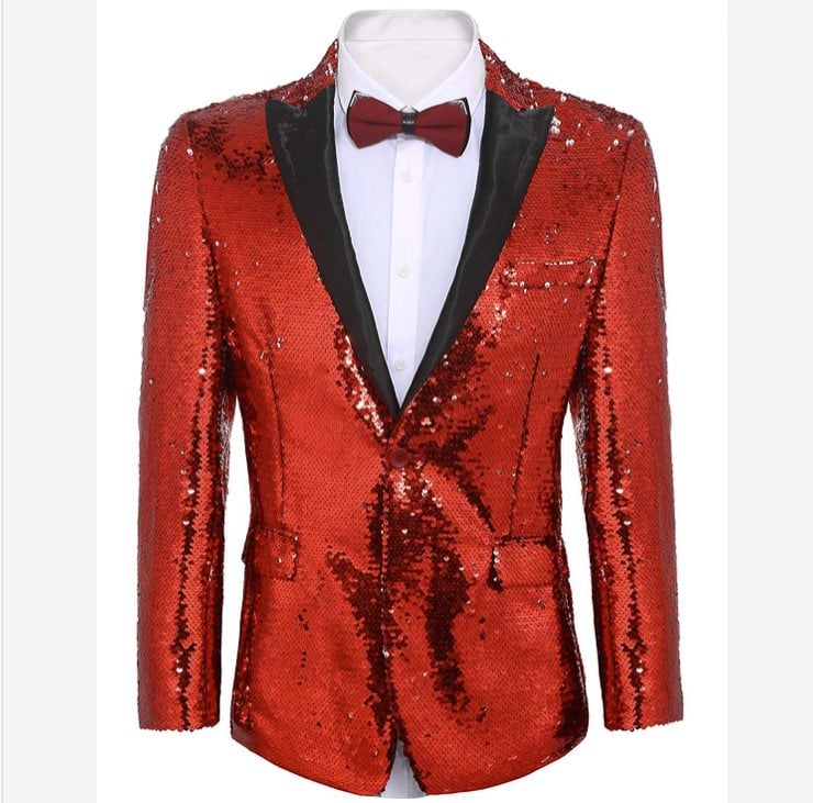 Men's Shiny Sequin Suit Jacket