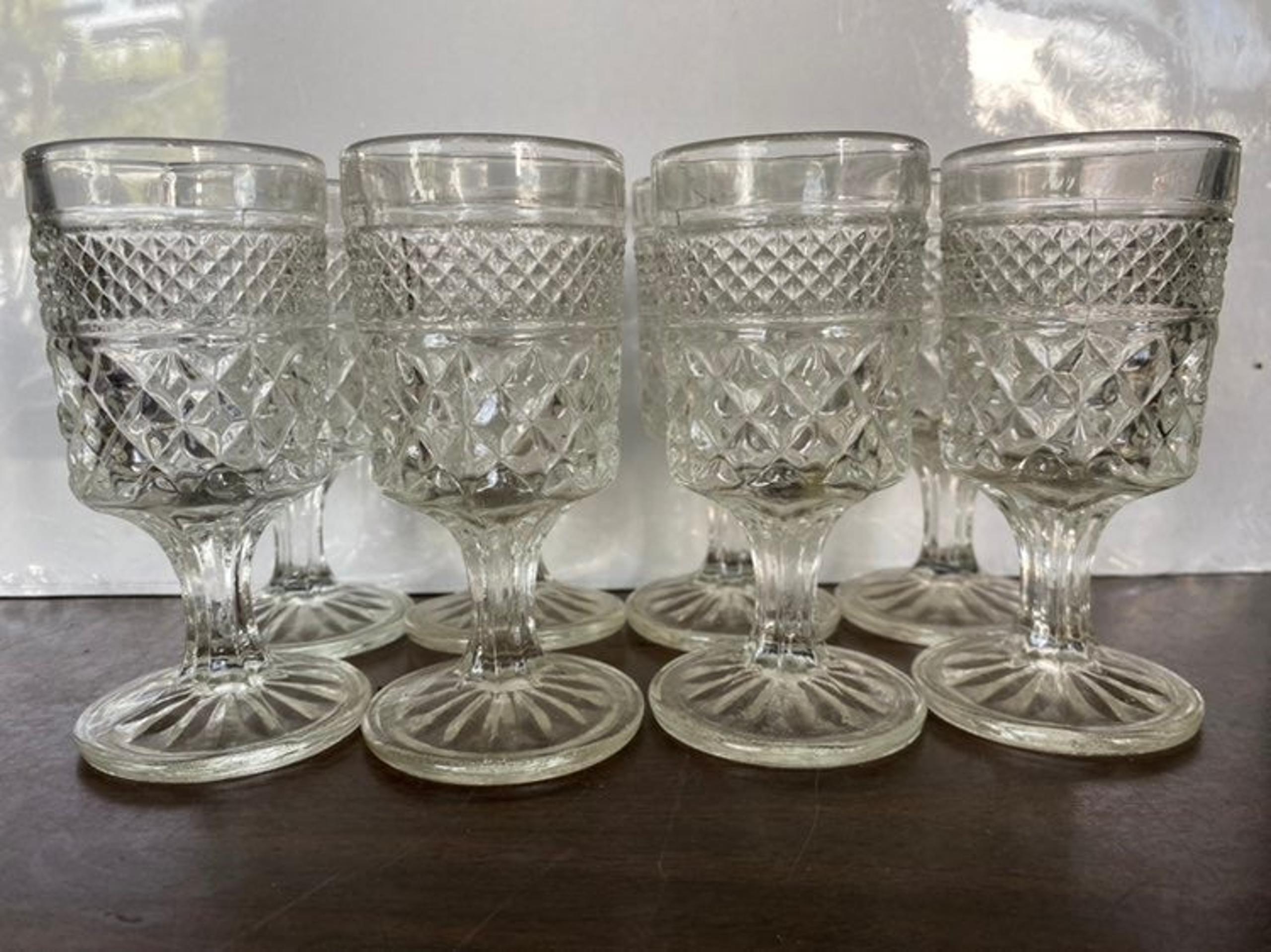 Vintage Clear Wexford Claret Waffle Cordial Wine Cup Medium Anchor Hocking