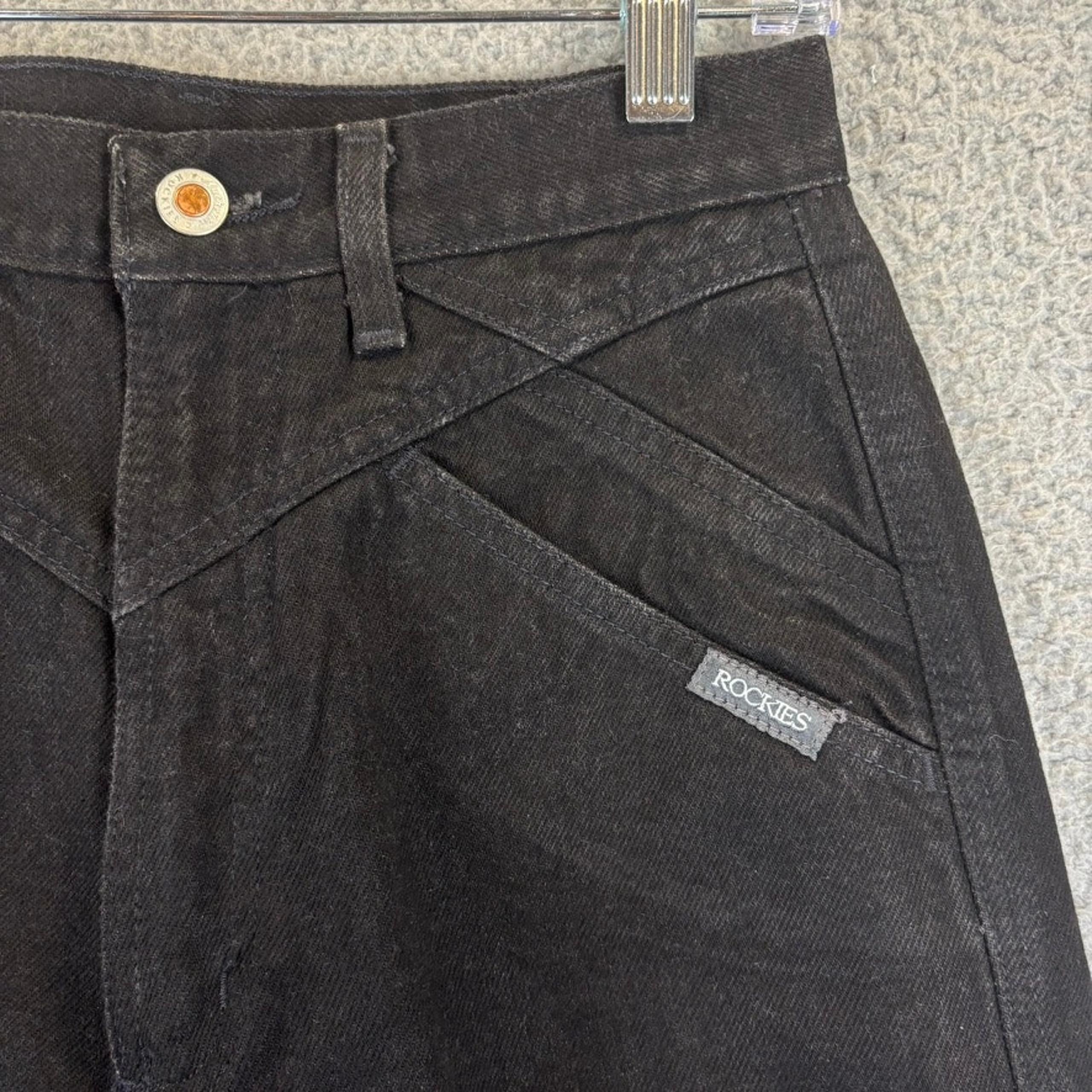 90s Rockies Womens 28x36 High Rise Mom Jean Western Black Denim (meas 24x37) VTG